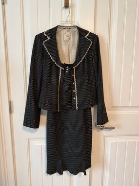 Nanette Lepore Black and Cream Dress with Jacket
